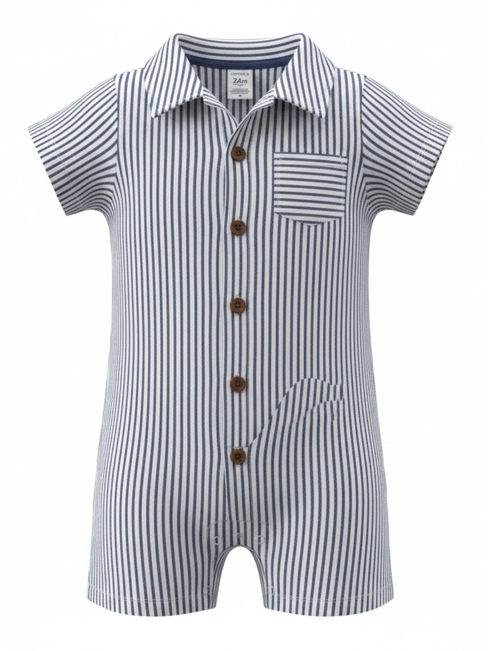 Carter's Navy and White Striped Cotton Short Sleeve One-Piece